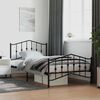 vidaXL Cadre de lit m&eacute;tal sans matelas avec pied de lit noir 107x203cm