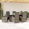 vidaXL Ensemble &agrave; manger de jardin et coussins 7 pcs gris rotin