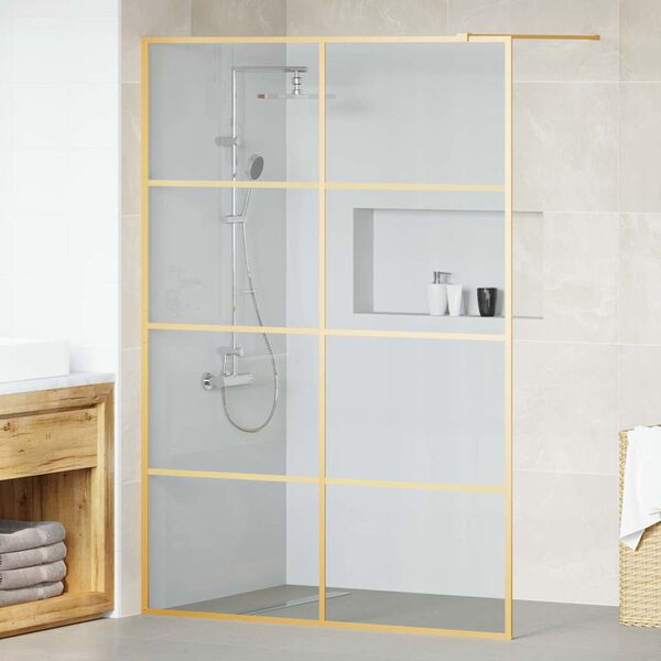 vidaXL Mur de Douche &agrave; L'Italienne Dor&eacute; 140 x 195 cm verre tremp&eacute;