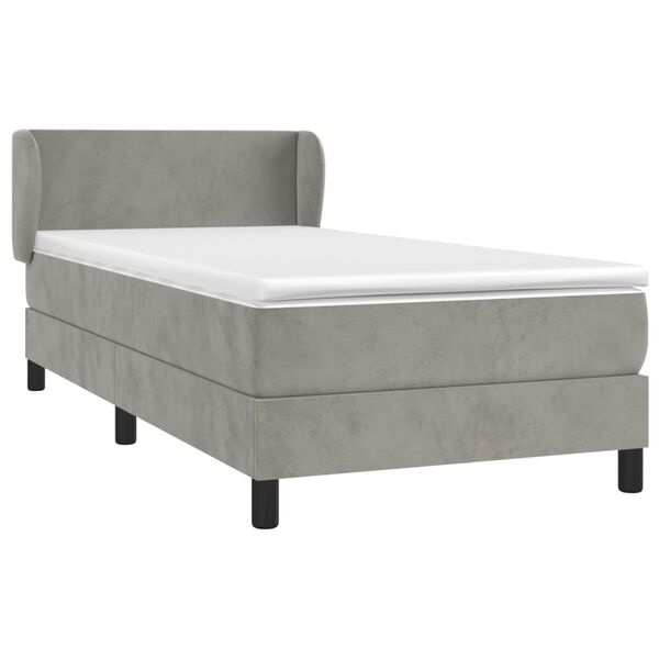 vidaXL Sommier &agrave; lattes de lit et matelas Gris clair 80x200 cm Velours