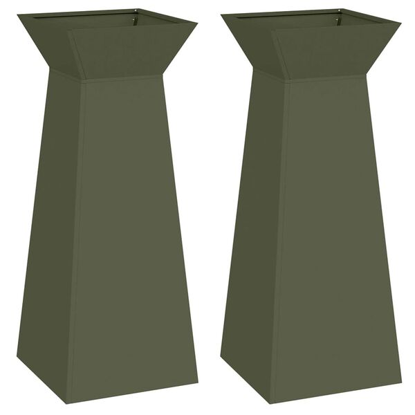 vidaXL Jardinière à pilier 2 pcs Olive 40 x 40 x 100 cm