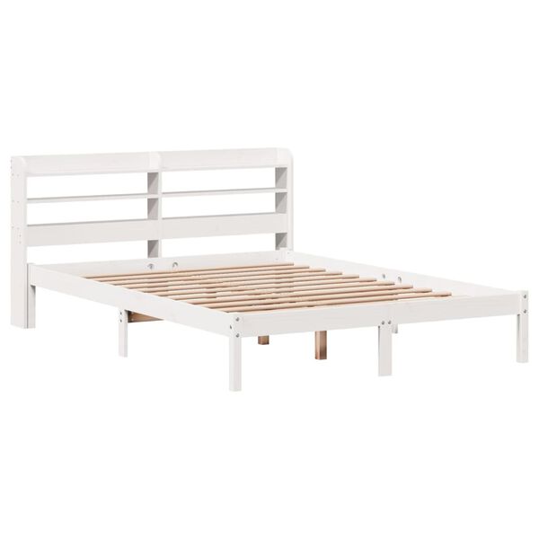 vidaXL Cadre de lit sans matelas blanc 135x190 cm bois de pin massif