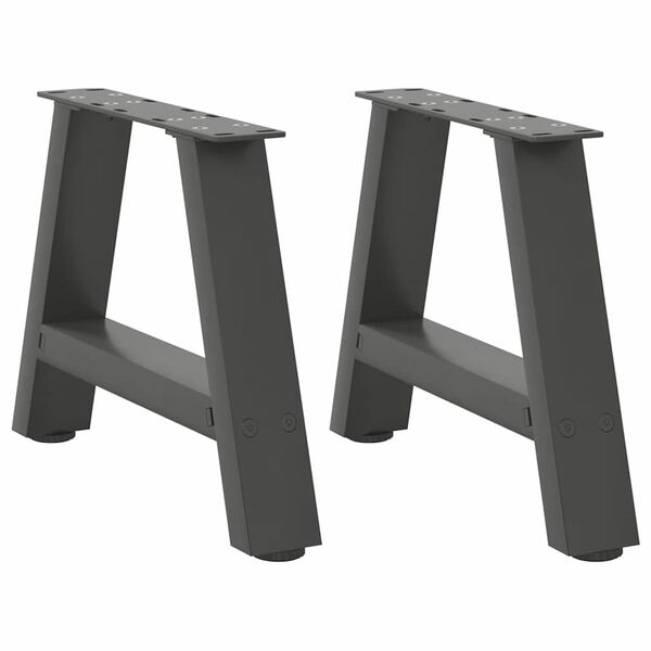 vidaXL Pieds de table basse en forme de A, 2 pi&egrave;ces, anthracite, 50 x (30-31) cm, acier