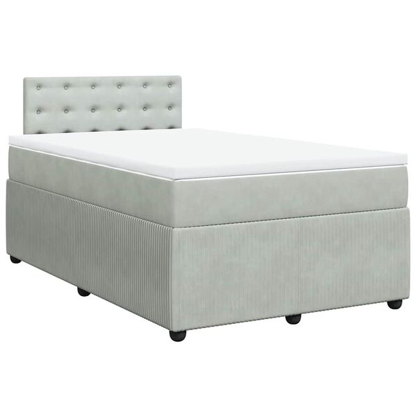 vidaXL Sommier &agrave; lattes de lit et matelas gris clair 120x190cm velours