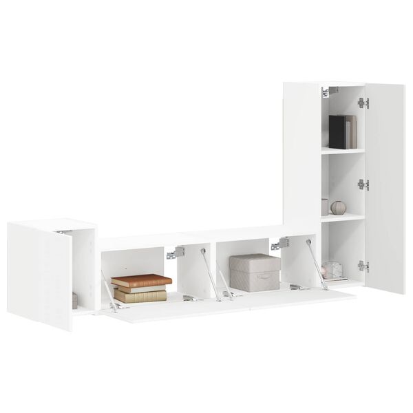 vidaXL Ensemble meuble TV Montage mural 4 pcs Blanc Bois d'ing&eacute;nierie