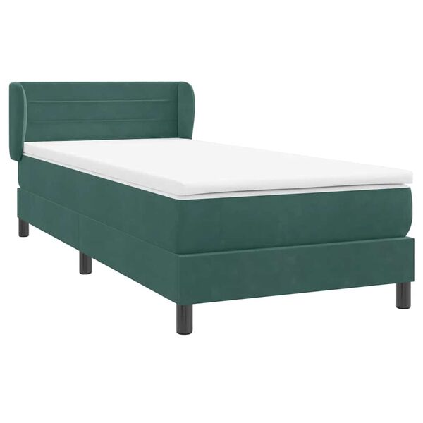 vidaXL Sommier &agrave; lattes de lit et matelas vert fonc&eacute; 80x220 cm velours
