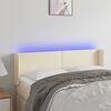 vidaXL T&ecirc;te de lit &agrave; LED Cr&egrave;me 147x16x78/88 cm Similicuir