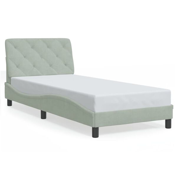 vidaXL Cadre de lit avec LED sans matelas gris clair 90x200 cm velours