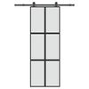 vidaXL Porte coulissante kit de quincaillerie tremp&eacute; verre aluminium