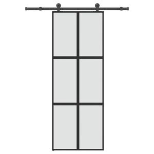 vidaXL Porte coulissante kit de quincaillerie tremp&eacute; verre aluminium