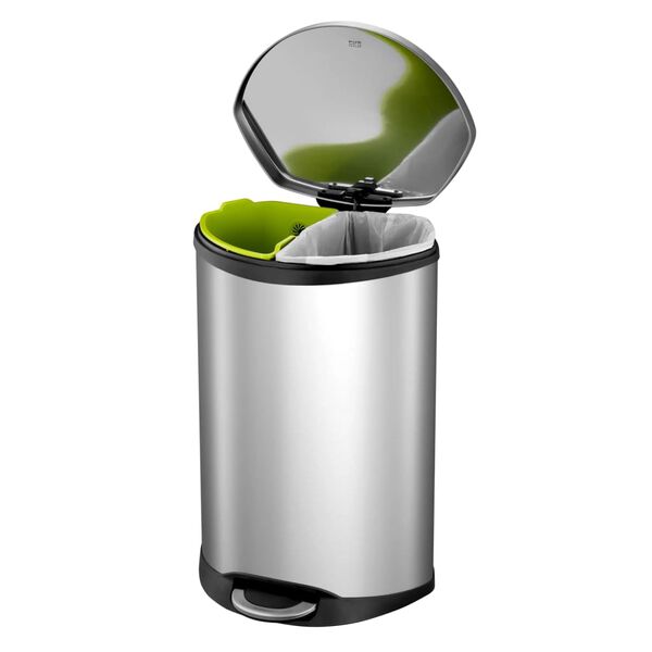 EKO Poubelle &agrave; p&eacute;dale Shell 2x22 L Argent&eacute; mat