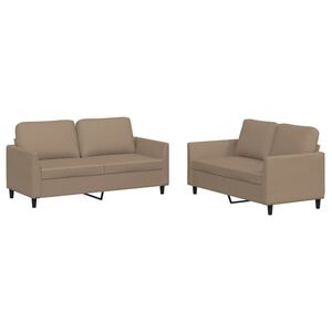 vidaXL Ensemble de canap&eacute;s 2 pcs avec coussins Cappuccino Similicuir