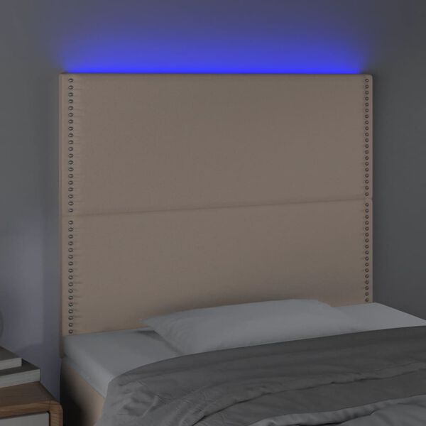 vidaXL T&ecirc;te de lit &agrave; LED Cappuccino 80x5x118/128 cm Similicuir