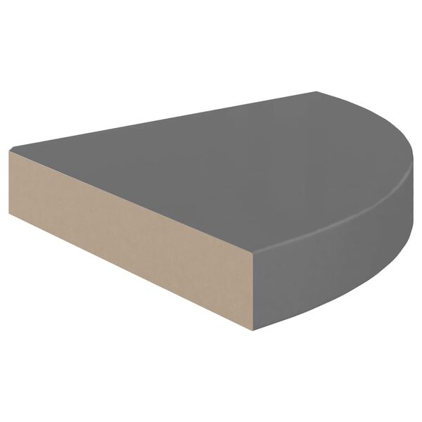 vidaXL Étagère d'angle flottante Gris brillant 25x25x3,8 cm MDF