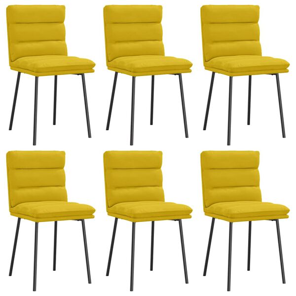vidaXL Chaises &agrave; manger lot de 6 jaune velours