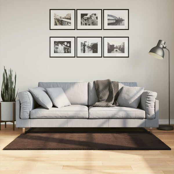 vidaXL Tapis doux &agrave; poils moyens et lavable HUARTE Marron 150 x 80 cm