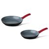 CUISINOX Ensemble de po&ecirc;les &agrave; frire 2 pcs Rouge