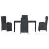 vidaXL Ensemble de salle &agrave; manger pour jardin 5 pcs Noir polyrotin