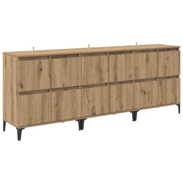 vidaXL Buffets 3 pcs Ch&ecirc;ne artisanal 60 x 35 x 70 cm Bois d'ing&eacute;nierie