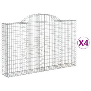 vidaXL Paniers &agrave; gabions arqu&eacute;s 4 pcs 200x30x120/140 cm Fer galvanis&eacute;