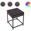 vidaXL Table de chevet avec LED infini ch&ecirc;ne marron 40x40x51 cm
