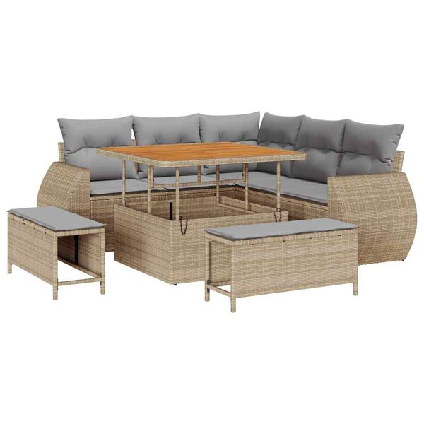 vidaXL Ensemble de canap&eacute; de jardin 8 pcs beige et gris clair