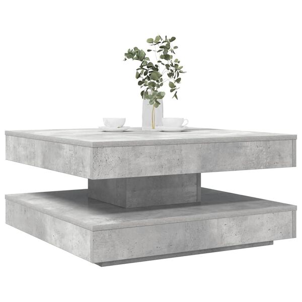 vidaXL Table basse rotative à 360 degrés gris béton 70x70x34,5 cm
