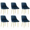 vidaXL Chaises &agrave; manger lot de 6 bleu velours