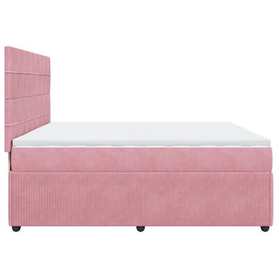 vidaXL Sommier à lattes de lit avec matelas Rose 200x200 cm Velours