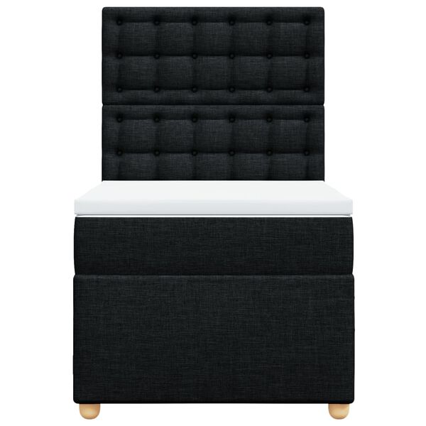 vidaXL Sommier &agrave; lattes de lit avec matelas Noir 90x190 cm Tissu