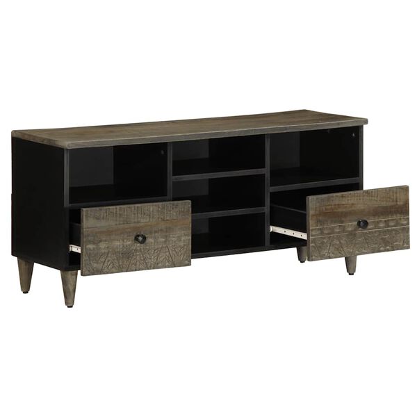 vidaXL Meuble TV noir 100x33x46 cm bois massif de manguier