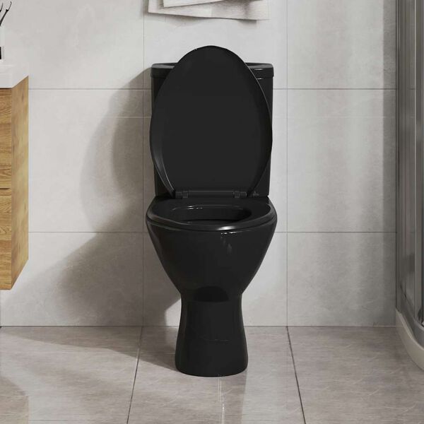 vidaXL Abattant WC &agrave; fermeture en douceur Lib&eacute;ration rapide Noir