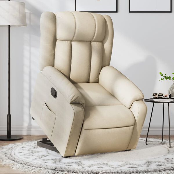 vidaXL Fauteuil inclinable Cr&egrave;me Tissu