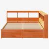 vidaXL Lit Biblioth&egrave;que avec stockage 2 pcs Cire marron 200 x 140 cm