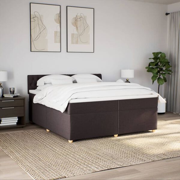 vidaXL Sommier &agrave; lattes de lit avec matelas Marron fonc&eacute; 200x200 cm