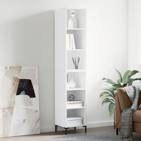 vidaXL Buffet haut Blanc 34,5x32,5x180 cm Bois d'ing&eacute;nierie