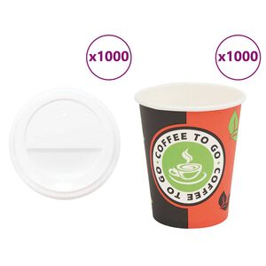 vidaXL Tasses &agrave; caf&eacute; en papier avec couvercles 1000 pcs 8oz 240ml