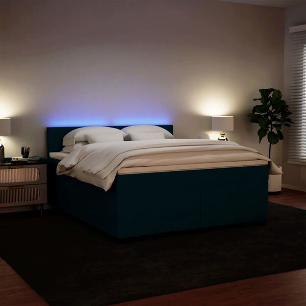 vidaXL Sommier &agrave; lattes de lit et matelas bleu 180x200 cm velours