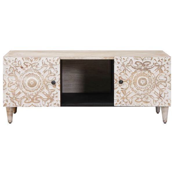 vidaXL Table basse Blanc 100 x 54 x 40 cm Bois de mangue massif