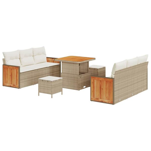 vidaXL Ensemble de canap&eacute; de jardin 11 pcs Beige et cr&egrave;me polyrotin