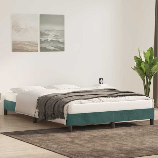 vidaXL Cadre de lit sans matelas vert foncé 160x210 cm velours