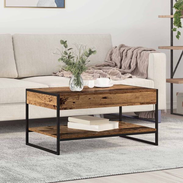 vidaXL Table basse Bois Ancien 80 x 50 x 40 cm Bois d'ing&eacute;nierie