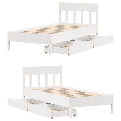 vidaXL Cadre de lit sans matelas blanc 100x200 cm bois de pin massif