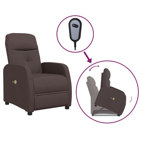 vidaXL Fauteuil de massage Marron fonc&eacute; Tissu