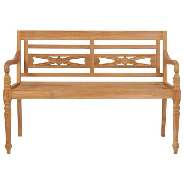 vidaXL Banc Batavia avec coussin &agrave; carreaux gris 120 cm Bois de teck