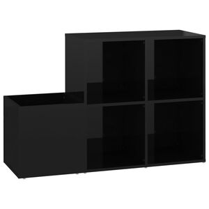vidaXL Armoire &agrave; chaussures d&rsquo;entr&eacute;e noir brillant bois ing&eacute;nierie