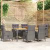 vidaXL Ensemble &agrave; manger de jardin 7 pcs R&eacute;sine tress&eacute;e Gris