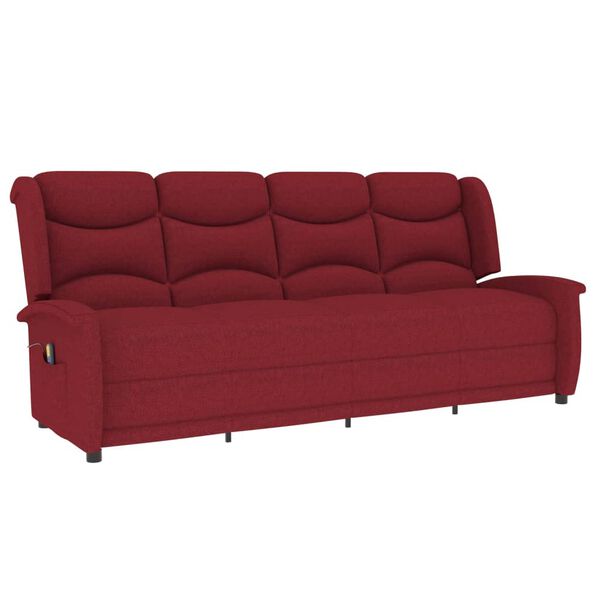 vidaXL Fauteuil de massage inclinable à 4 places rouge bordeaux tissu