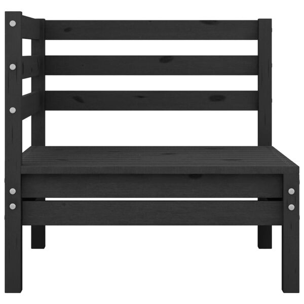 vidaXL Salon de jardin 8 pcs Noir Bois de pin massif