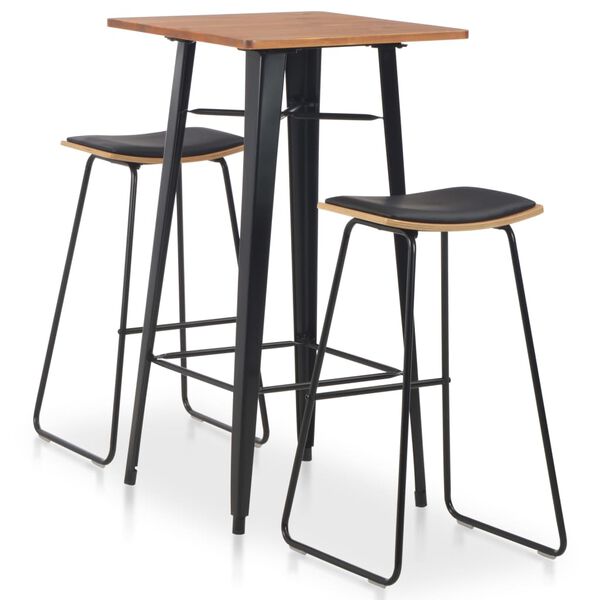 vidaXL Mobilier de bar 3 pcs Acier Noir